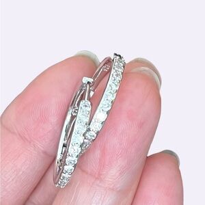 Sterling Silver Crystal Hoop Earrings stamped .925